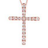 0.21ct 14k Rose Gold Diamond Cross Necklace